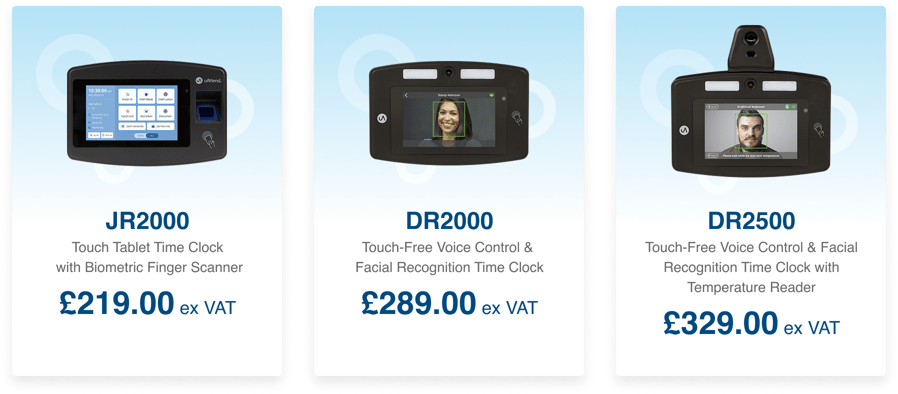 Biometric Fingerprint, Voice Control, and Facial Recognition Time Clocks Biometric Fingerprint, Voice Control, and Facial Recognition Time Clocks